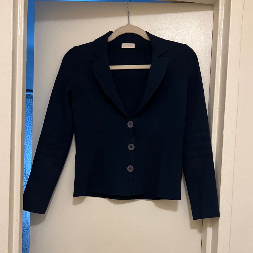 Cruciani Navy Blue Cropped Button Down